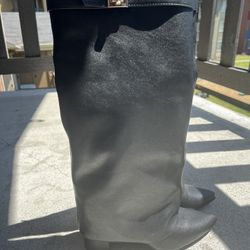 Black Knee Length Boots Heels 