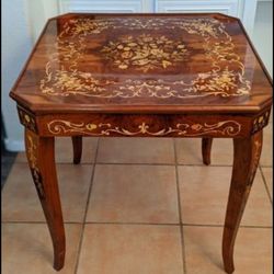  Vintage antique Italian inlaid lacquered wood gaming table 