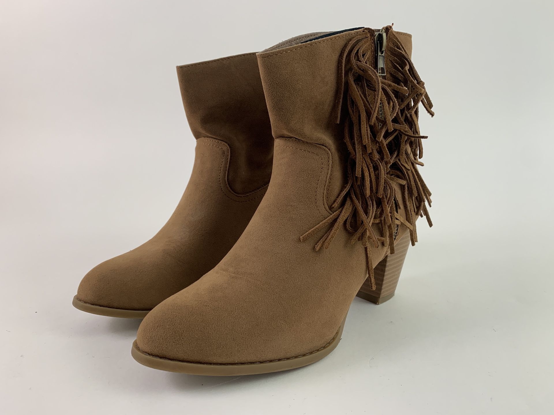 Women's Fringe Ankle Boots Size 8.5 M Brown Booties