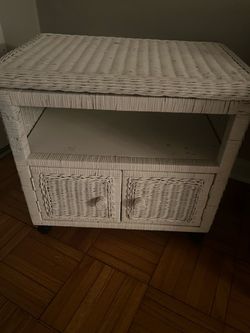 White Wicker TV stand