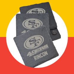San Francisco 49ers 4pc Set Stone Coasters Laser Engraved