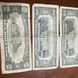 Vintage bills and coins