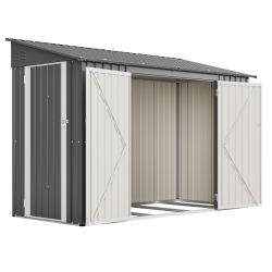 9x4 FT Outdoor Storage Shed with Lockable Door, Heavy Duty Metal Garden Shed for Lawn Mower, Tools, Bikes, Waste Bins - All Weather & Waterproof (Dark