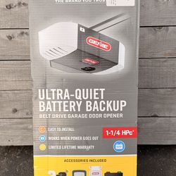 Genie 1-1/4 HPc Belt Drive Garage Door Opener with Battery Backup 38959Y *NEW*