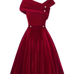 Red Velvet 1950's. Dress. NEW (Large) Deltona 