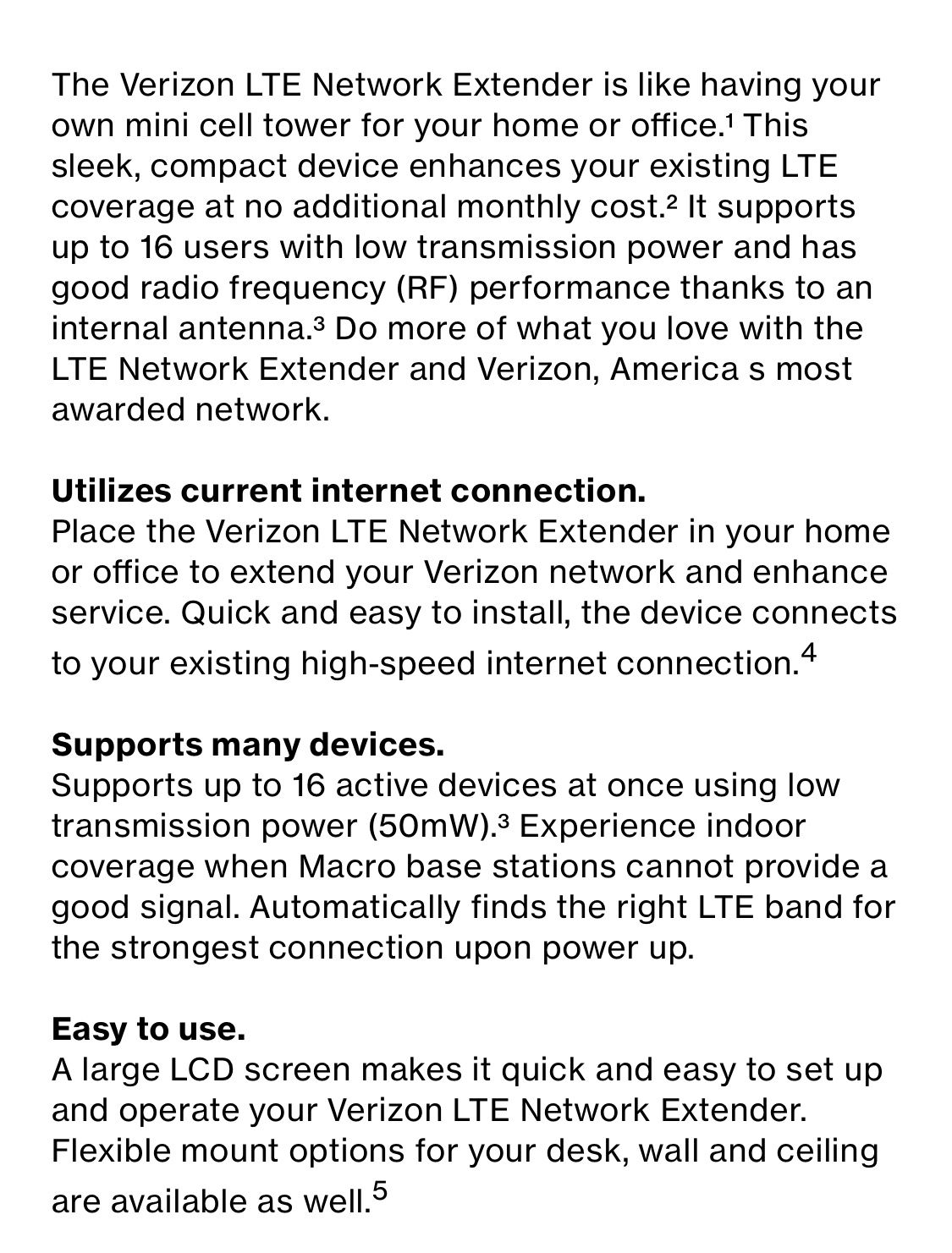 Verizon wireless lte network extender cell phone signal booster with