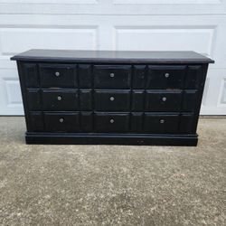62" Solid Wood Heavy Black Dresser Chest Modern Bedroom Furniture _ All Drawers Slide Smoothly