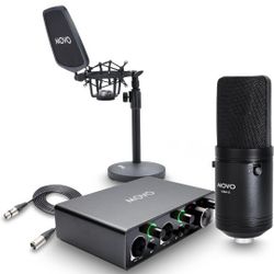 VSM-5 Large Diaphragm Professional Condenser Microphone Kit with MDX-1 2x2 Audio Interface with Table Top Mic Stand - Podcast Equipment Set for YouTub