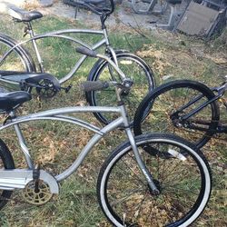 3 beach cruisers . cleaning my back yard