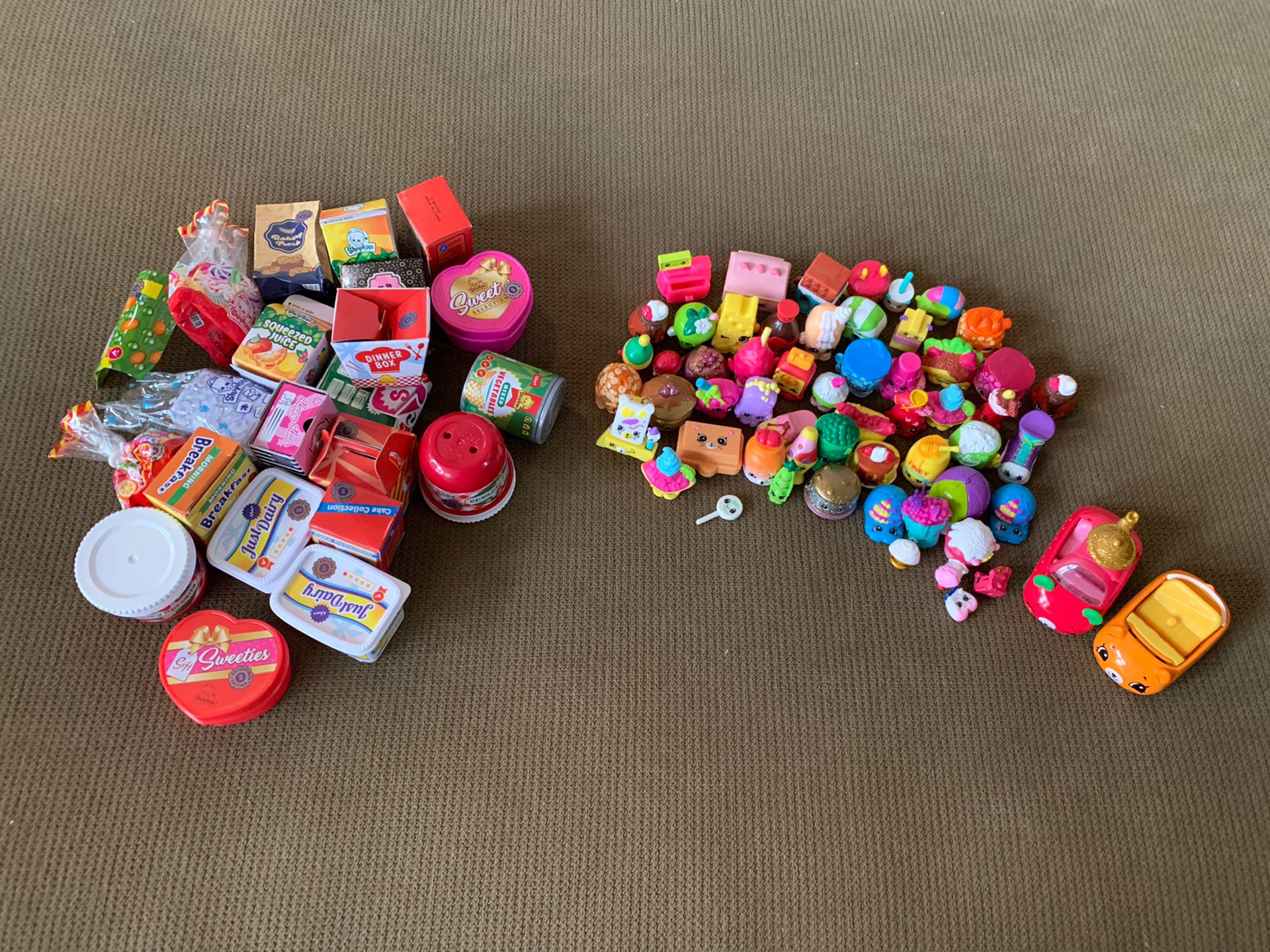 Large 80+ Piece Shopkins lot - Mini Shopping Containers, Great For Your 18” Dolls