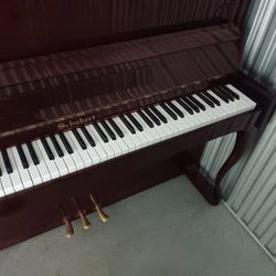 Beautiful Mahogany Upright Piano By Slubert