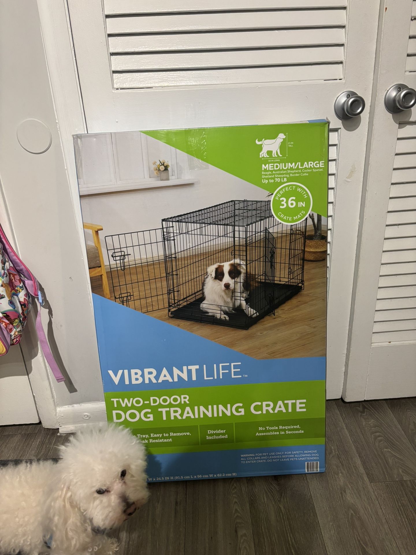 Double Door Dog Crate With Crate Mat