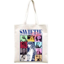 Tashce TS Printed Canvas Tote Bag - Album Inspired, Aesthetic Singer Design - Gift for Music Lovers and Singer Fans