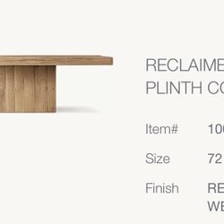 RH Reclaimed OAK Plinth Coffee Table