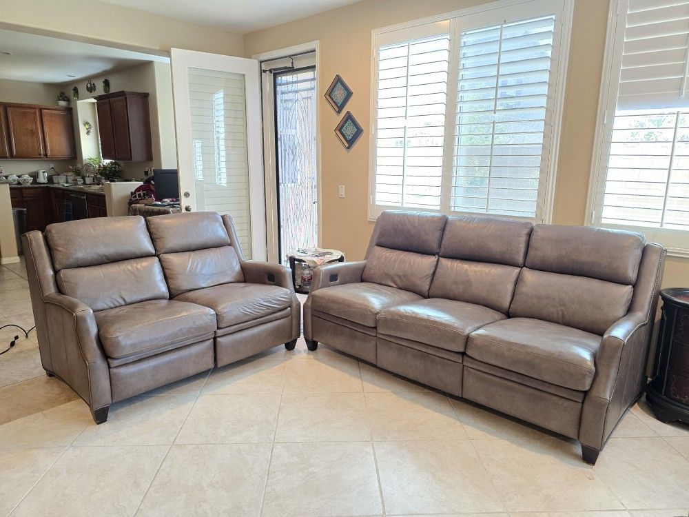Power Recliner Leather Sofa Set - Sofa + Love Seat - Send offer today!