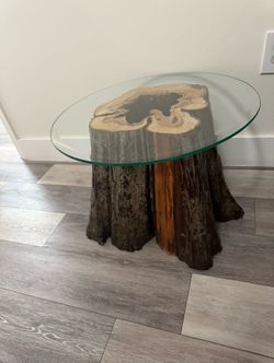 Pretty Home Decoration Natural Real Wood  Strong Piece Table With Glass Top! Brand New