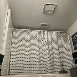 Modern Striped Shower Curtain Set (with Liner + Hooks)