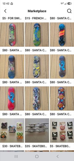 SANTA CRUZ SKATEBOARD DECK DIFFERENT SIZE