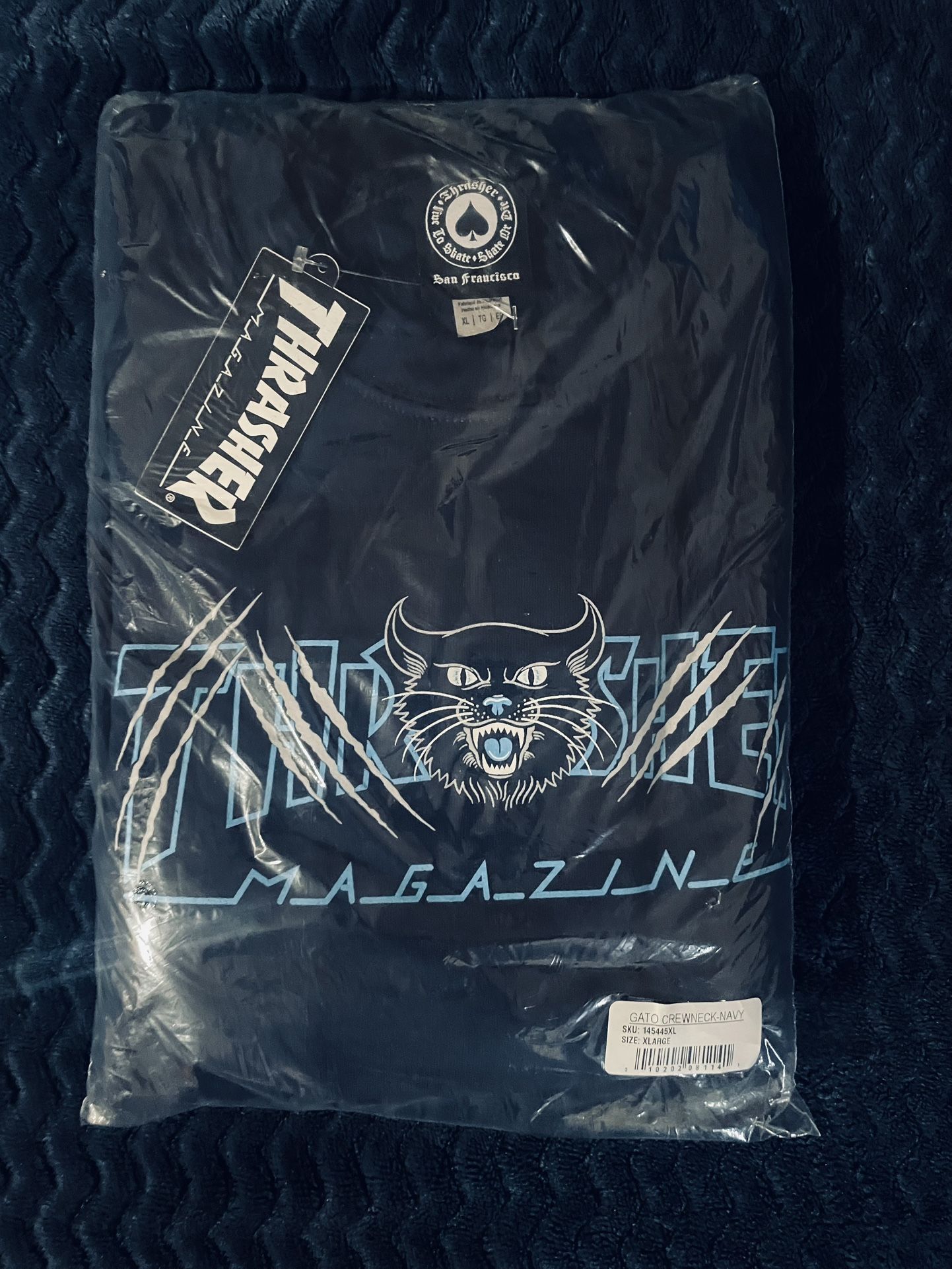 Thrasher Gato Crew Neck Sweatshirt Blue XL