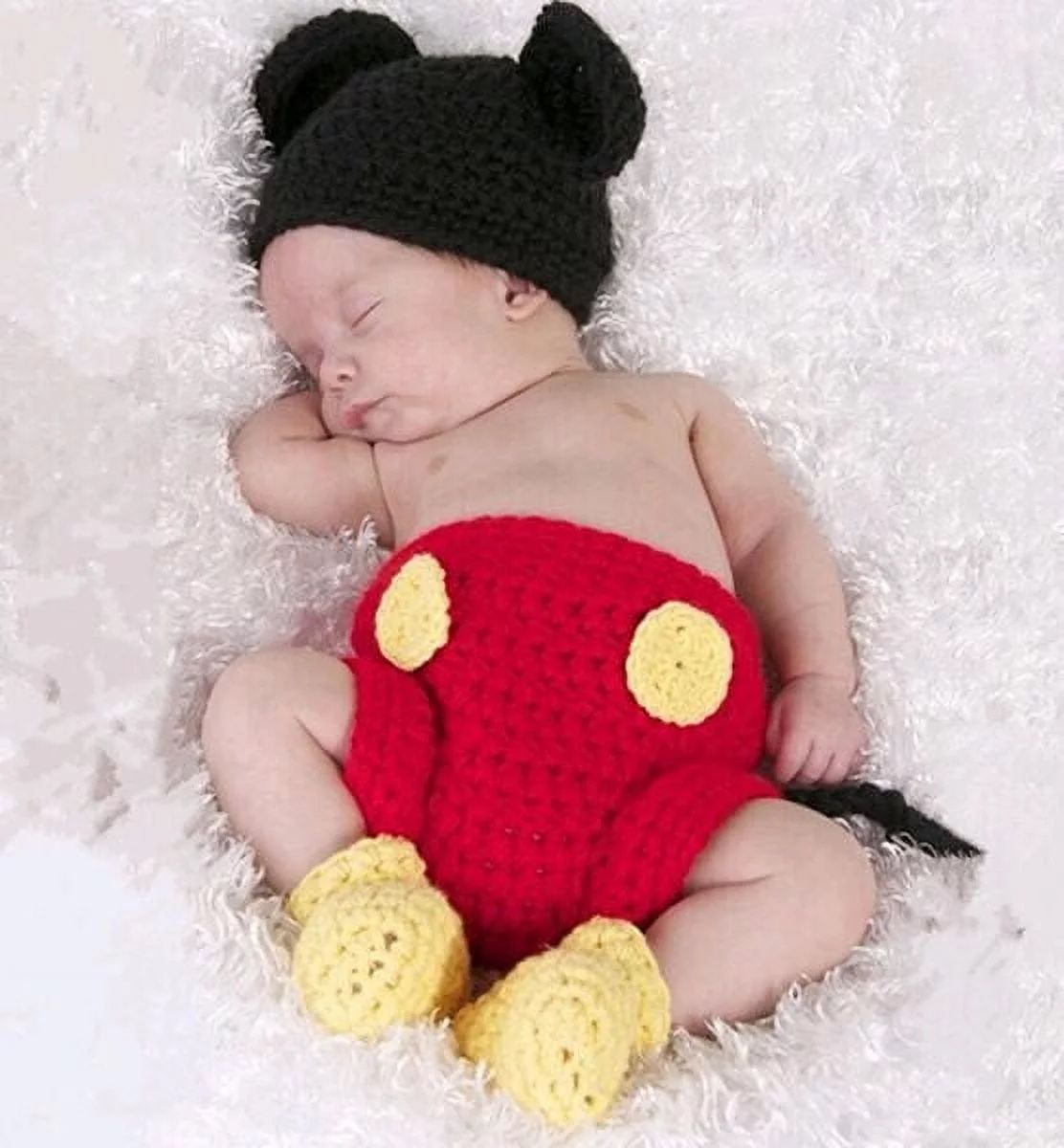Baby Crochet Mickey Mouse Costume Outfit Great For New Born Photo Prop