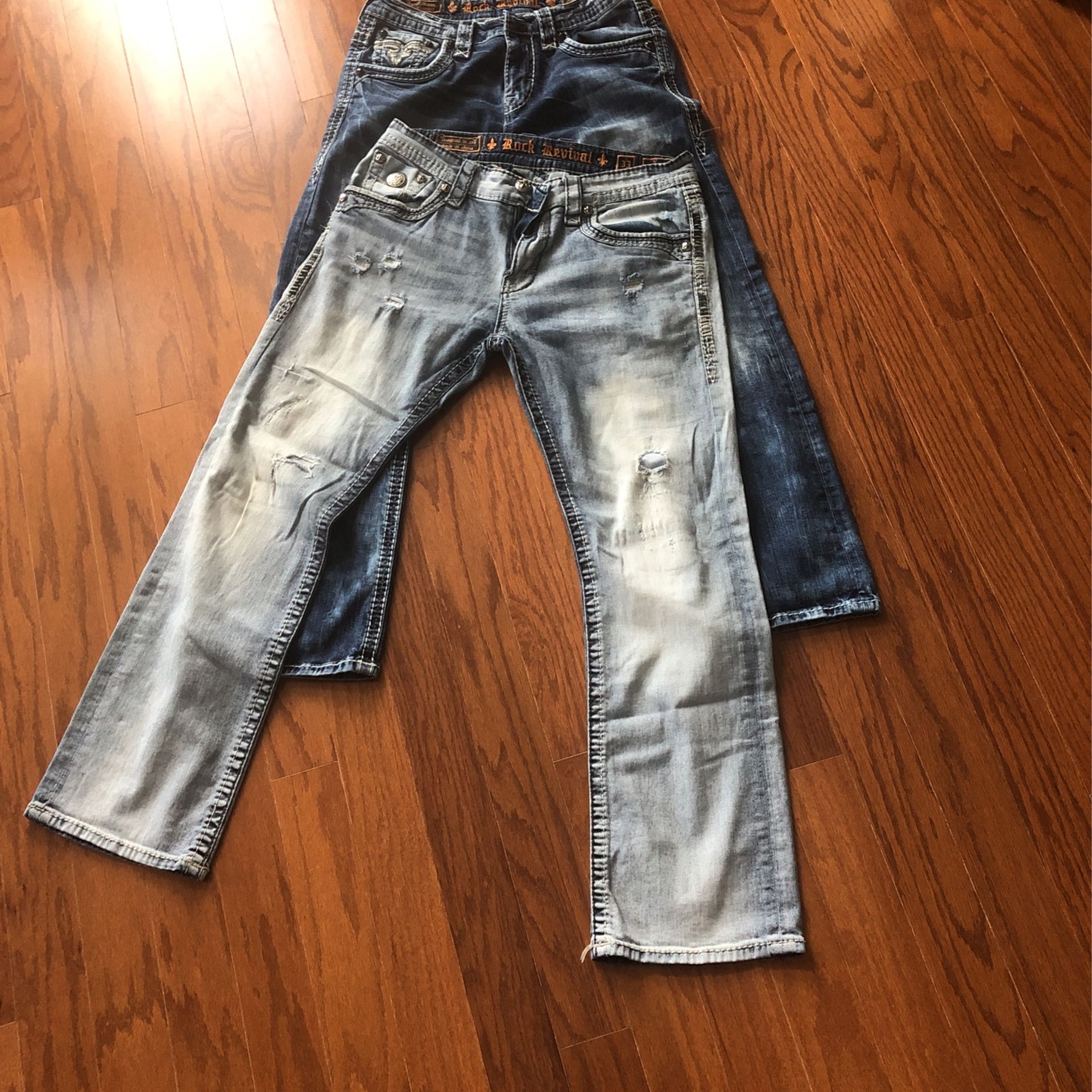 2 Pair Rock Revival Mens Jeans
