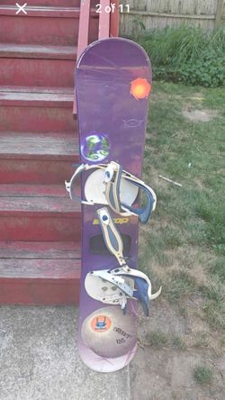 Vintage Sims Spinner 135 Snowboard with Burton Bindings