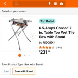 RIGID WET TILE SAW