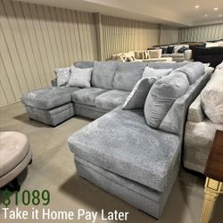 Casselbury Cement 2-Piece RAF Chaise Sectional
