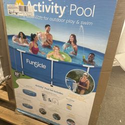 Funsicle 14ft Activity Above Ground Metal Frame Swimming Pool, Includes SkimmerPlus Pump, Round, Age 6 & up