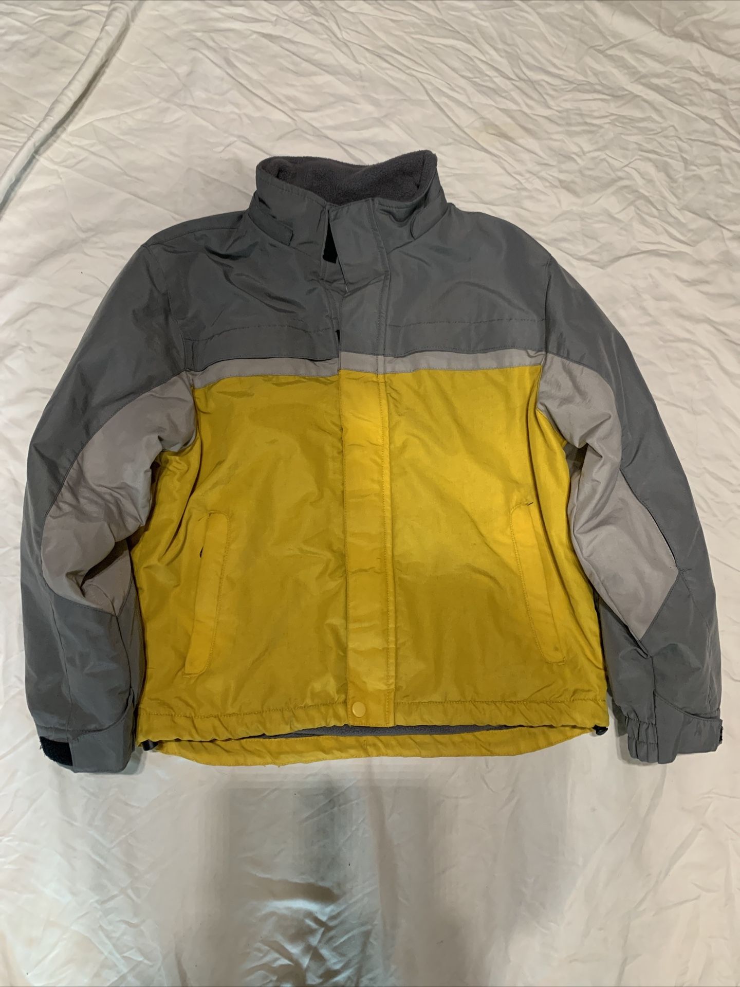 Op Kids Size 12 Winter Ski Jacket Coat Yellow Gray Fleece Lined