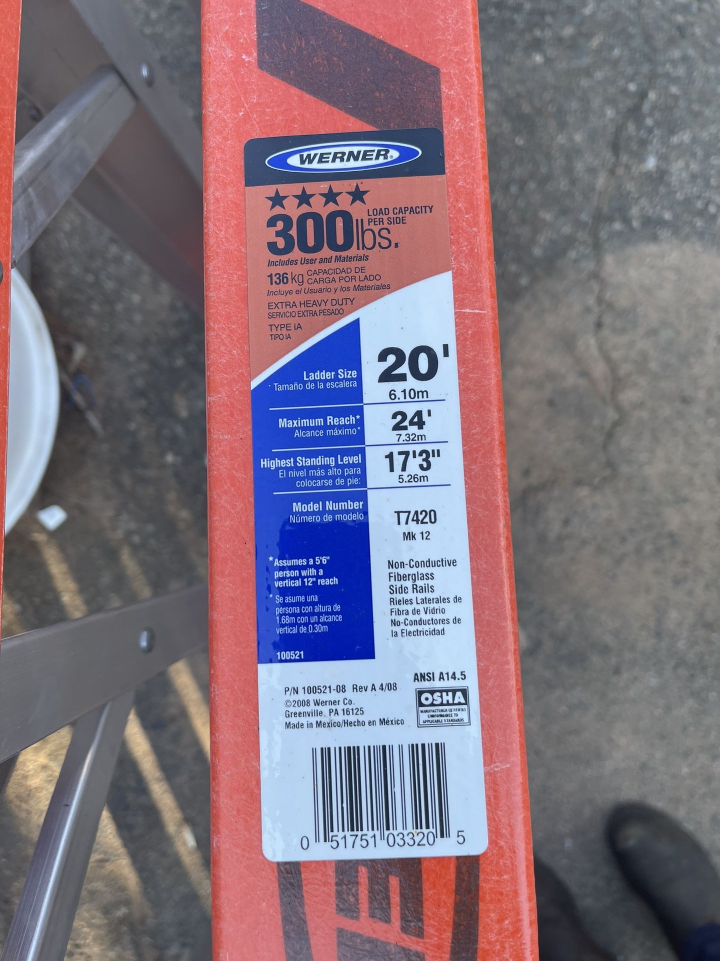 20’ A-Frame fiberglass Ladder 