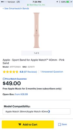 38mm pink Apple Watch band