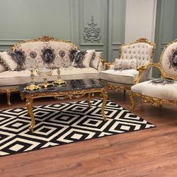 Introducing the Italian Luxury Gold Sofa Set. This gold sofa set is the definition of luxury and beauty. This couch features cushions with a high qual