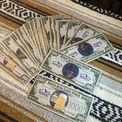 Busch Cassidy Beer Bucks Liars Poker 1000 Bill Head For The Mountains Vtg 1986