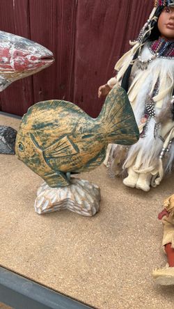 Wood carved fish