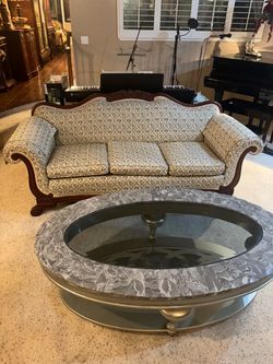 Vintage  Duncan Phyfe-style carved mahogany sofa
