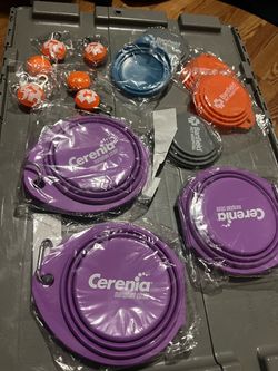 Collapsible water dog bowls and walking light keychain with dog poop bags and holder