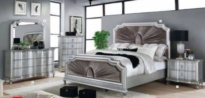 Brand New 4 PC Silver/Warm Grey Bedroom Set