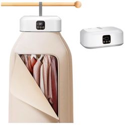 Portable Folding Clothes Dryer, Hanging Electric Mini Dryer with Timer, Model GYJ-002, 600W, White/Beige