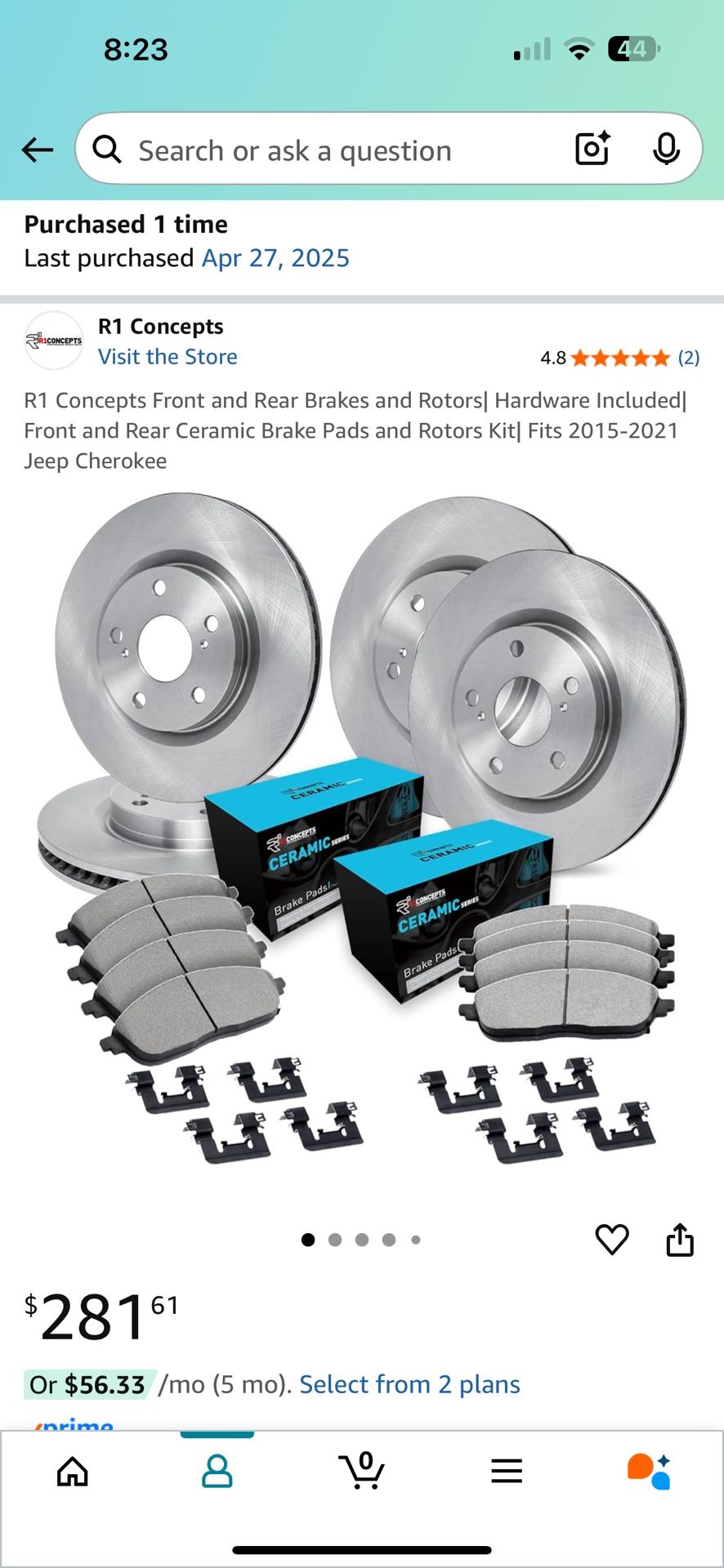 2015-2021 Jeep Cherokee Brake Pads and Rotors