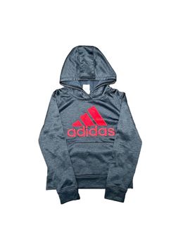 Adidas Boys Pullover Performance Hoodie Gray Red Size S 8 for Sale
