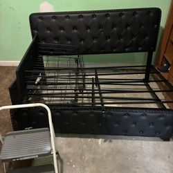 King size bed frame with two drawers