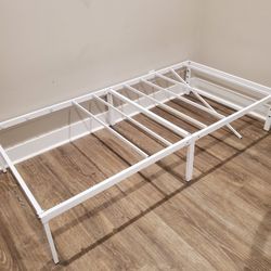 Twin Metal Bed Frame White 