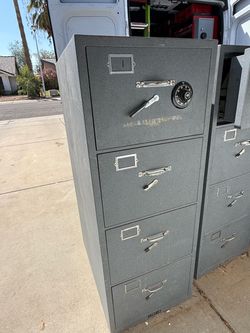 4 drawer locking file cabinets with mechanical lock.