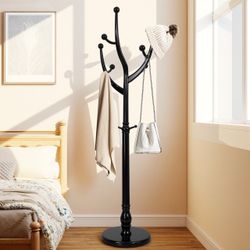Black Freestanding Tree Coat Rack Stand