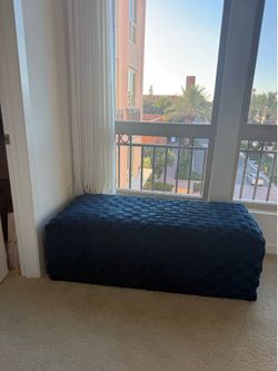 Navy Blue Velvet Bench / Ottoman – 51” x 23” x 16”