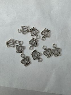 Silver Crown Charms Set of 10
