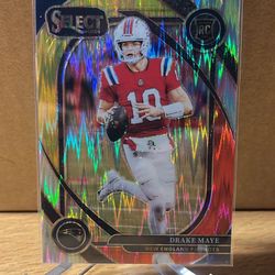 Drake Maye 2024 Rookie Select Club Level Red & Yellow Shock