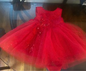 Red Sequin Tulle Girls Party Dress