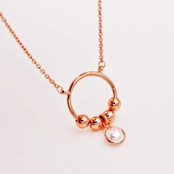 NEW 18K Gold Filled - Hollow Circle Pearl Beads Women Chain Choker Necklace
